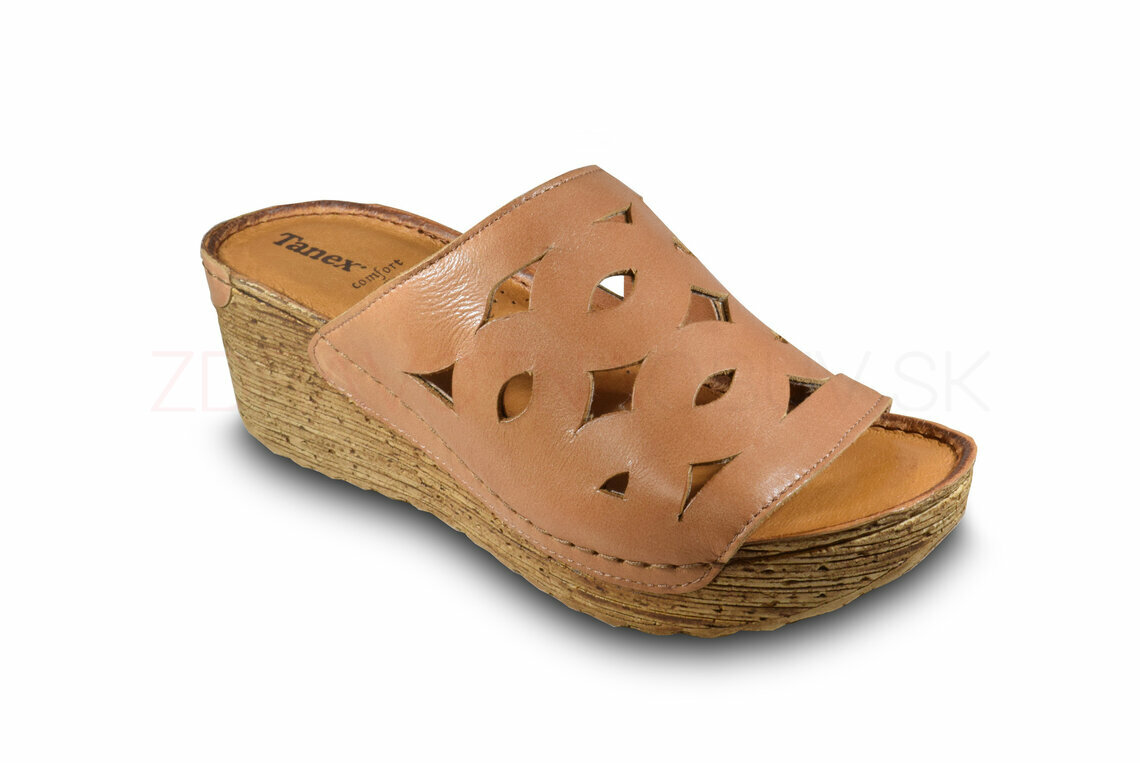 Letná dámska kožená obuv - šľapky hnedé