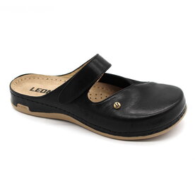 Dámska kožená ortopedická obuv na haluxy s protišmykovou podrážkou čierna