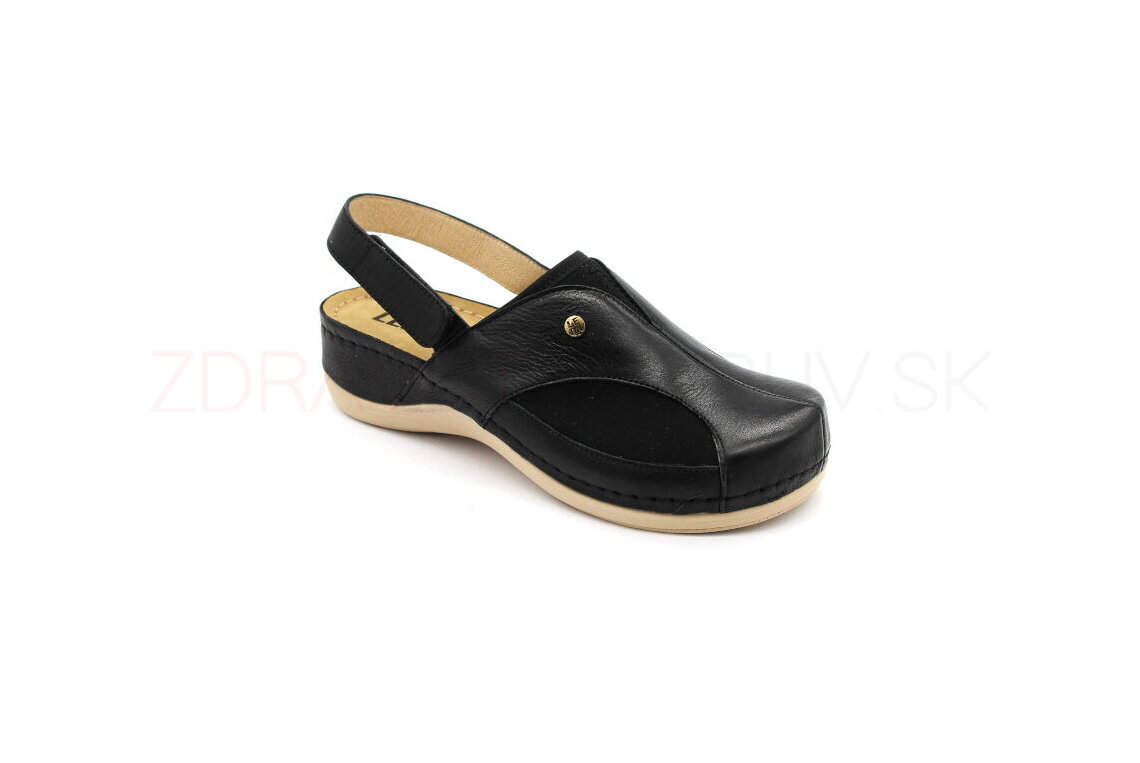 Dámske čierne zdravotné sandále na haluxy s plnou špicou