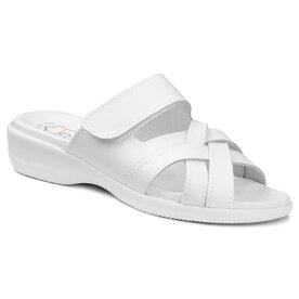 kožené ortopedické šľapky biele